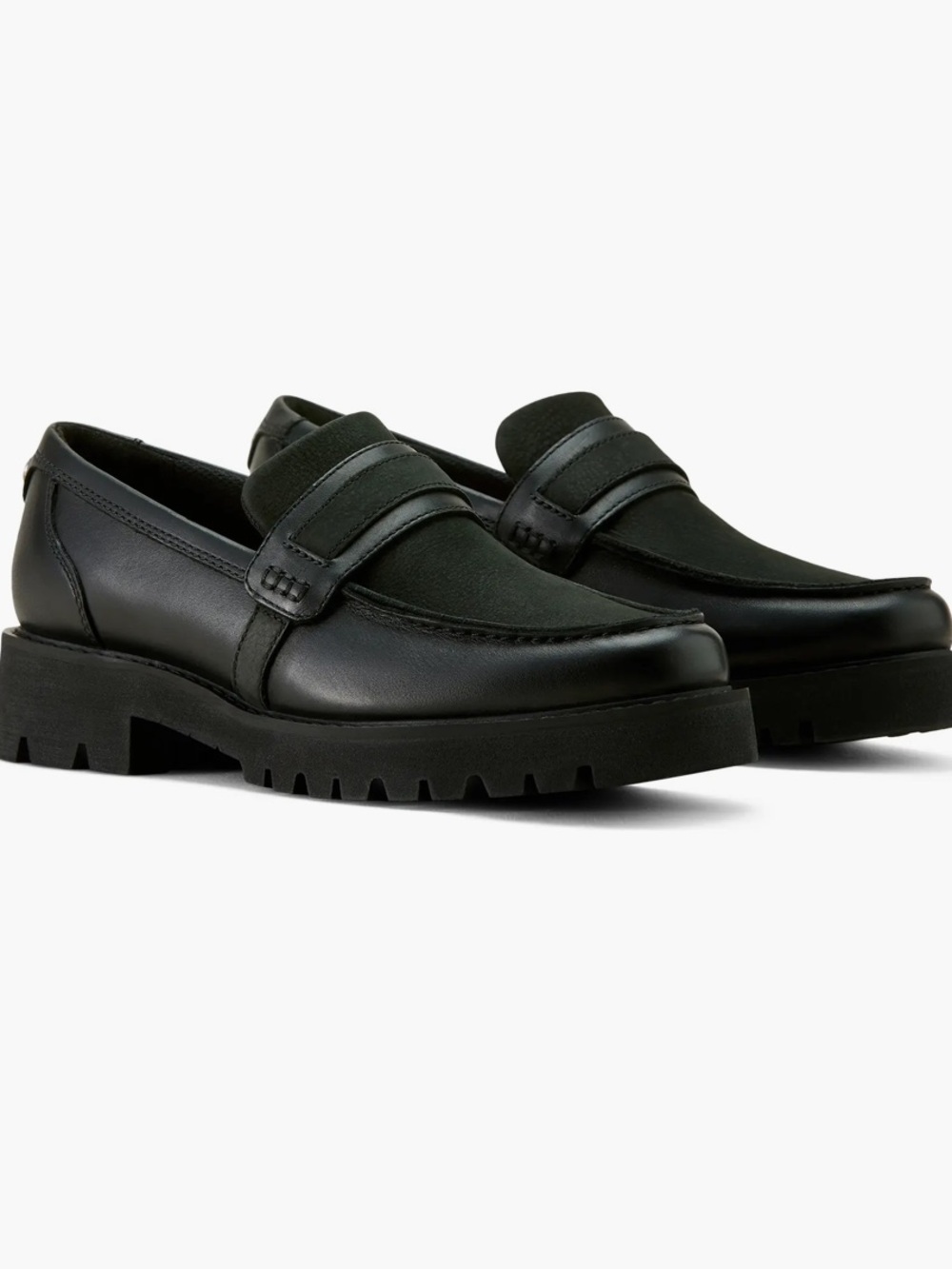 Ariat Black Leather Slip On Stratford Lug Chunky Platform Loafers Size 6.5